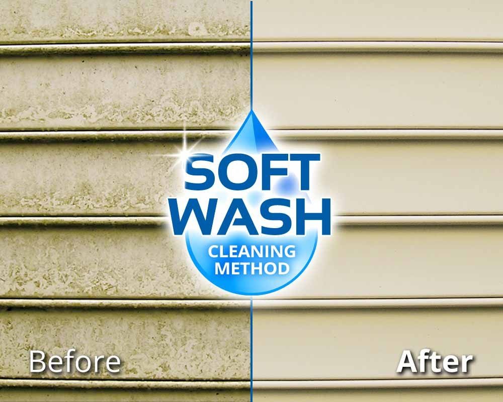 House soft wash, remove mold and mildew from siding.